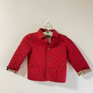 Burberry Red Quilted Kids Puffer Jacket 3T